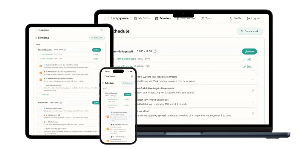 Screenshot of the checklist feature on various devices